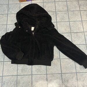 Aeropostale fuzzy Sherpa black bomber jacket